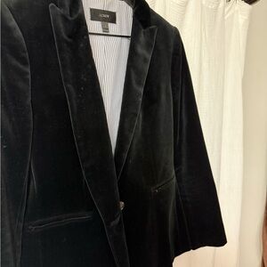 J. Crew Black Velvet Jacket with Striped Lining